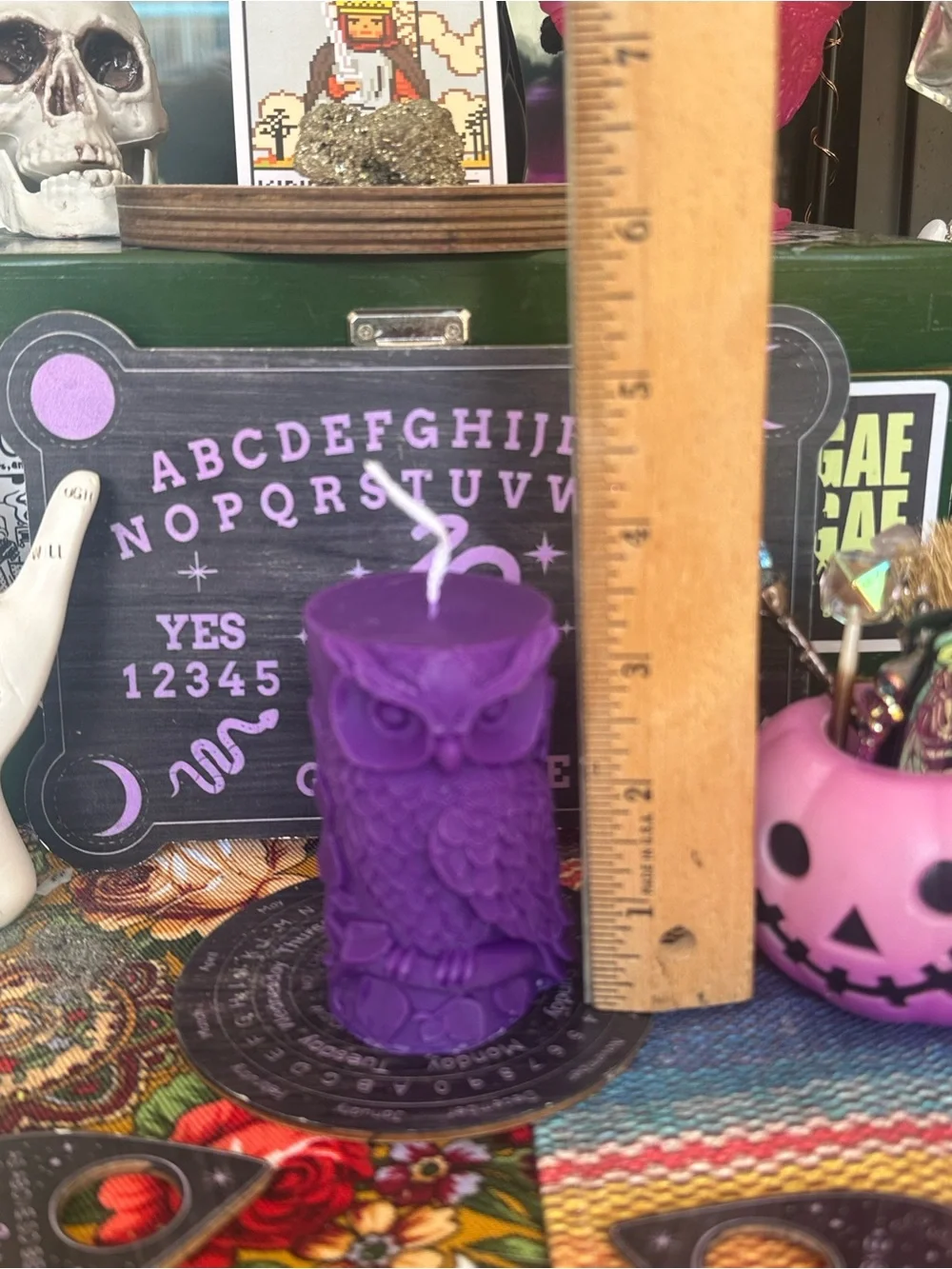 Purple Owl Pillar Candle